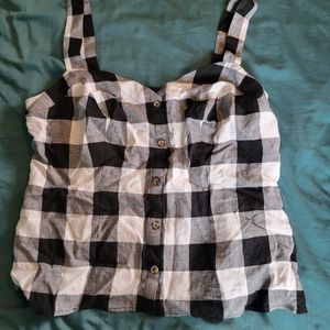 Bravissimo NWT Sweetheart Linen Cami Top in Black/White Gingham size 14 US/18 UK